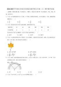 浙江省嘉興市瑞安中學附屬初級中學（瑞安市華峰中學[籌]）2024-2025學年上學期九年級期中數(shù)學試卷（含答案）
