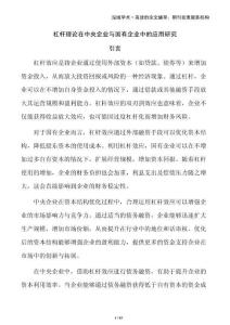 杠桿理論在中央企業(yè)與國有企業(yè)中的應(yīng)用研究