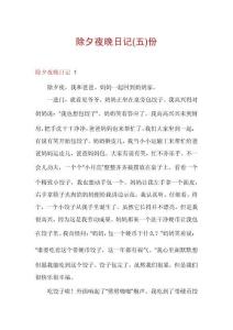 除夕夜晚日記份