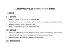 人教版小學英語二年級上冊Unit 2Boys and Girls備課教案