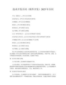 技術(shù)開(kāi)發(fā)合同（軟件開(kāi)發(fā)）2025年合同