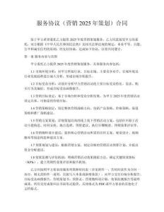 服務(wù)協(xié)議（營(yíng)銷(xiāo)2025年策劃）合同