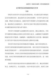 鄉(xiāng)村青年社會價值觀的形成與引導(dǎo)