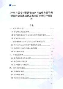 2026年羽毛球拍揮擊方向與擊球力量平衡研究行業發展現狀及未來趨勢研究分析報告