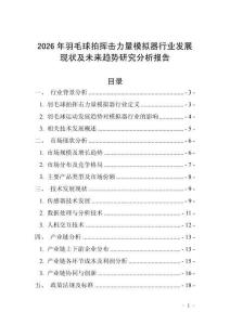 2026年羽毛球拍揮擊力量模擬器行業發展現狀及未來趨勢研究分析報告