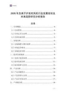 2026年負(fù)離子護(hù)發(fā)吹風(fēng)機(jī)行業(yè)發(fā)展現(xiàn)狀及未來趨勢(shì)研究分析報(bào)告