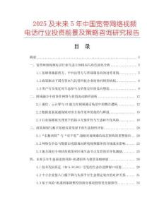 2025及未來5年中國寬帶網(wǎng)絡(luò)視頻電話行業(yè)投資前景及策略咨詢研究報(bào)告