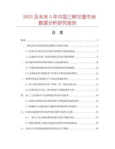 2025及未來5年中國三鮮漢堡市場數(shù)據(jù)分析研究報(bào)告