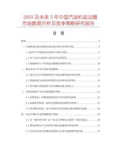 2025及未來5年中國汽油機起動器市場數(shù)據(jù)分析及競爭策略研究報告