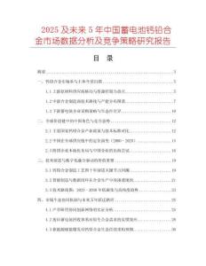 2025及未来5年中国蓄电池钙铅合金市场数据分析及竞争策略研究报告