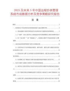 2025及未來5年中國遠程抄表管理系統(tǒng)市場數(shù)據(jù)分析及競爭策略研究報告