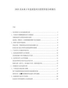 2025及未來5年思諾思項目投資價值分析報告