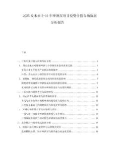2025及未來5-10年啤酒屋項目投資價值市場數據分析報告