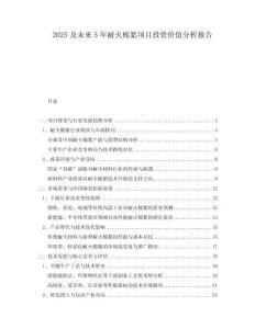 2025及未來5年耐火棉絮項目投資價值分析報告