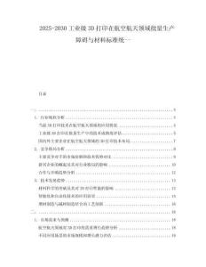 2025-2030工業(yè)級3D打印在航空航天領(lǐng)域批量生產(chǎn)障礙與材料標(biāo)準(zhǔn)統(tǒng)一
