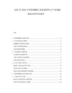 2025至2030中國焦磷酸行業(yè)發(fā)展研究與產(chǎn)業(yè)戰(zhàn)略規(guī)劃分析評估報告