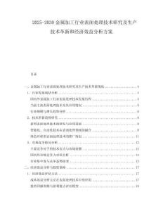 2025-2030金屬加工行業(yè)表面處理技術(shù)研究及生產(chǎn)技術(shù)革新和經(jīng)濟(jì)效益分析方案
