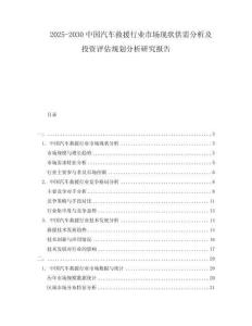 2025-2030中國(guó)汽車(chē)救援行業(yè)市場(chǎng)現(xiàn)狀供需分析及投資評(píng)估規(guī)劃分析研究報(bào)告
