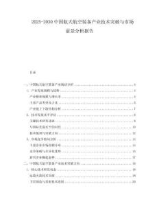 2025-2030中國航天航空裝備產(chǎn)業(yè)技術(shù)突破與市場前景分析報告
