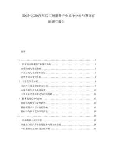 2025-2030汽車后市場服務(wù)產(chǎn)業(yè)競爭分析與發(fā)展前瞻研究報(bào)告