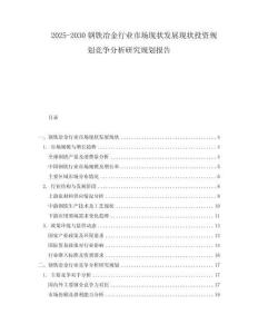 2025-2030鋼鐵冶金行業(yè)市場(chǎng)現(xiàn)狀發(fā)展現(xiàn)狀投資規(guī)劃競(jìng)爭(zhēng)分析研究規(guī)劃報(bào)告