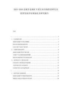 2025-2030金屬非金屬礦開(kāi)采行業(yè)市場(chǎng)供需研究及投資發(fā)展評(píng)估規(guī)劃扎實(shí)研究報(bào)告