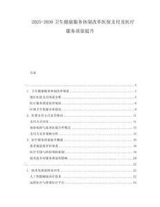 2025-2030衛(wèi)生健康服務(wù)體制改革醫(yī)保支付及醫(yī)療服務(wù)質(zhì)量提升