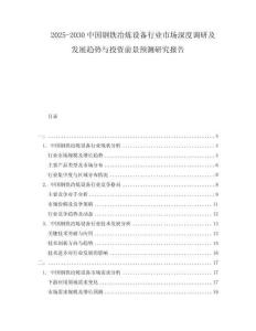 2025-2030中國(guó)鋼鐵冶煉設(shè)備行業(yè)市場(chǎng)深度調(diào)研及發(fā)展趨勢(shì)與投資前景預(yù)測(cè)研究報(bào)告