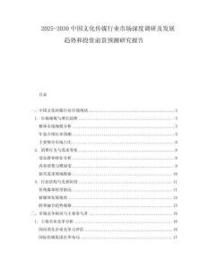 2025-2030中國(guó)文化傳媒行業(yè)市場(chǎng)深度調(diào)研及發(fā)展趨勢(shì)和投資前景預(yù)測(cè)研究報(bào)告