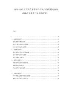 2025-2030土耳其汽車零部件行業(yè)市場發(fā)展動態(tài)及品牌投資潛力評估咨詢方案