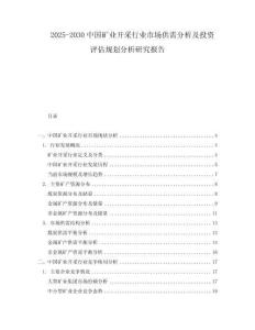 2025-2030中國(guó)礦業(yè)開(kāi)采行業(yè)市場(chǎng)供需分析及投資評(píng)估規(guī)劃分析研究報(bào)告