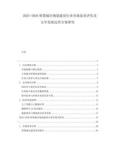 2025-2030智慧城市規(guī)劃建設(shè)行業(yè)市場前景評估及五年發(fā)展運營方案研究