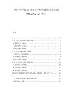 2025-2030捷克汽車改裝行業(yè)市場供需簡史及投資新計劃規(guī)劃執(zhí)行報告