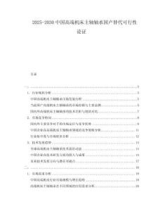 2025-2030中國高端機床主軸軸承國產(chǎn)替代可行性論證
