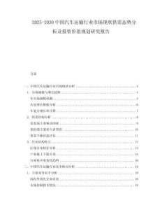 2025-2030中國汽車運輸行業(yè)市場現(xiàn)狀供需態(tài)勢分析及投資價值規(guī)劃研究報告
