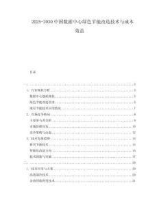 2025-2030中國數(shù)據(jù)中心綠色節(jié)能改造技術(shù)與成本效益