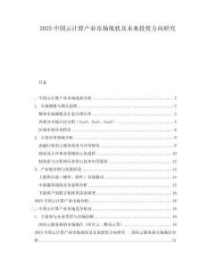 2025中國(guó)云計(jì)算產(chǎn)業(yè)市場(chǎng)現(xiàn)狀及未來(lái)投資方向研究