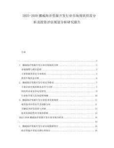 2025-2030挪威海洋資源開發(fā)行業(yè)市場(chǎng)現(xiàn)狀供需分析及投資評(píng)估規(guī)劃分析研究報(bào)告