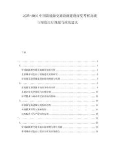 2025-2030中國(guó)新能源交通設(shè)施建設(shè)深度考察及城市綠色出行規(guī)劃與政策建議