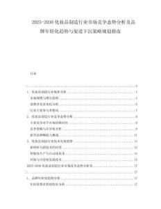 2025-2030化妝品制造行業(yè)市場競爭態(tài)勢分析及品牌年輕化趨勢與渠道下沉策略規(guī)劃指南