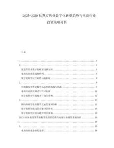 2025-2030批發(fā)零售業(yè)數(shù)字化轉(zhuǎn)型趨勢與電商行業(yè)投資策略分析