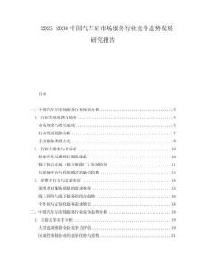 2025-2030中國(guó)汽車后市場(chǎng)服務(wù)行業(yè)競(jìng)爭(zhēng)態(tài)勢(shì)發(fā)展研究報(bào)告