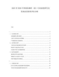 2025至2030中国前防撞杆（前）行业深度研究及发展前景投资评估分析