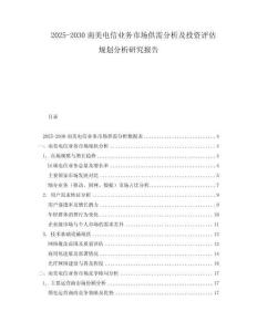 2025-2030南美電信業(yè)務(wù)市場供需分析及投資評估規(guī)劃分析研究報告