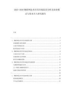 2025-2030物聯(lián)網(wǎng)技術(shù)應(yīng)用市場前景分析及商業(yè)模式與資本介入研究報告