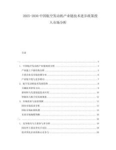 2025-2030中國航空發(fā)動機產(chǎn)業(yè)鏈技術(shù)進(jìn)步政策投入市場分析