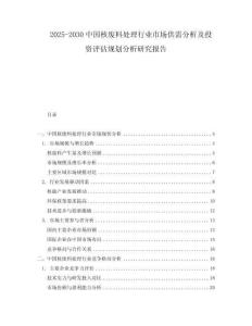2025-2030中國核廢料處理行業(yè)市場供需分析及投資評(píng)估規(guī)劃分析研究報(bào)告