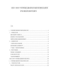 2025-2030中國(guó)智能交通系統(tǒng)市場(chǎng)供需現(xiàn)狀及投資評(píng)估規(guī)劃發(fā)展研究報(bào)告
