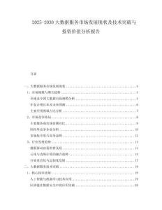 2025-2030大數(shù)據(jù)服務市場發(fā)展現(xiàn)狀及技術突破與投資價值分析報告