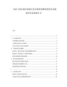 2025-2030城市規(guī)劃行業(yè)市場供需解析投資布局規(guī)劃評估發(fā)展報告書